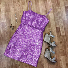 Spaghetti Straps Short Sequins Bridesmaid Dresses