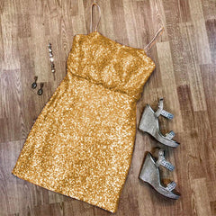 Spaghetti Straps Short Sequins Bridesmaid Dresses