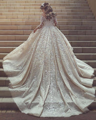 Vintage Long Sleeves Wedding Dresses Lace Embroidery 2017