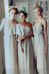 Simple Elegant Country Summer Mismatched Different Styles Column Cheap Long Bridesmaid Dresses, WG198