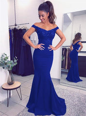 Mermaid V-neck Off Shoulder Bridesmaid Dresses Lace Appliques Evening Gowns