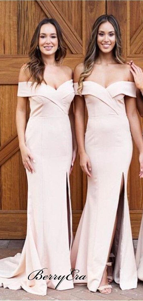 Off The Shoulder Bridesmaid Dresses, Mermaid Slit Bridesmaid Dresses - RongMoon