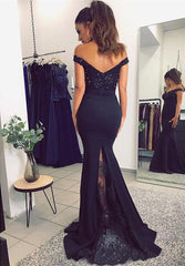 Mermaid V-neck Off Shoulder Bridesmaid Dresses Lace Appliques Evening Gowns