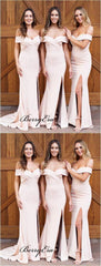 Off The Shoulder Bridesmaid Dresses, Mermaid Slit Bridesmaid Dresses - RongMoon