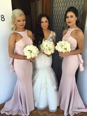 Mermaid Halter Sleeveless Pink Bridesmaid Dress