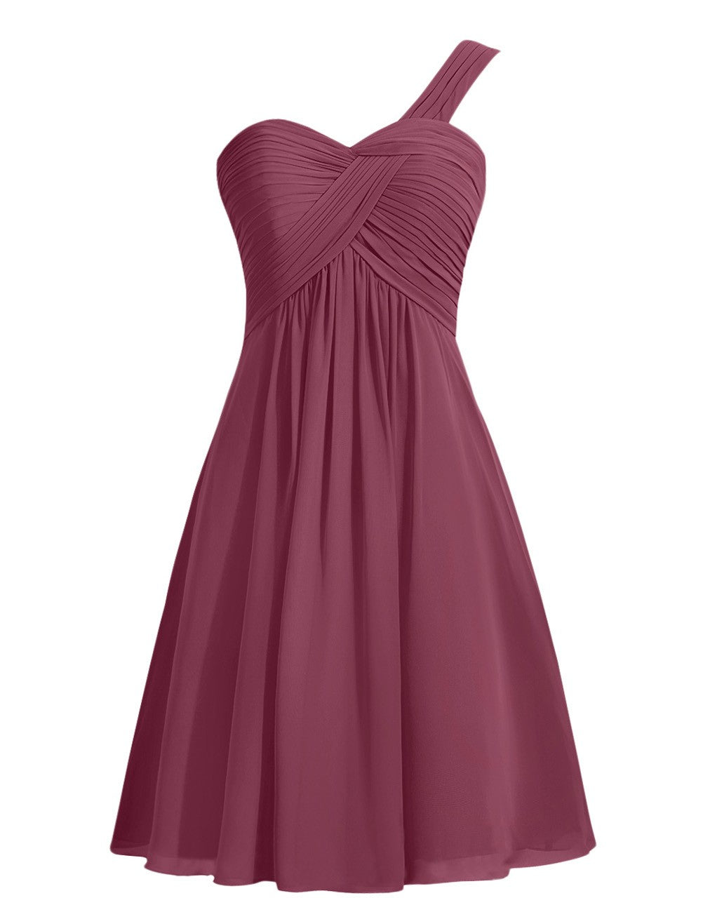 Ruffles One-shoulder Short Burgundy Bridesmaid Dress