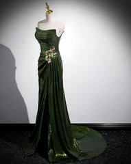 Olive Green Trumpet Mermaid Sequin Prom Dress