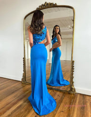 One Shoulder Royal Blue Trumpet Mermaid Prom Dress