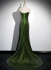 Olive Green Trumpet Mermaid Sequin Prom Dress