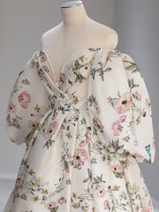 Printed Long Long Sleeves Prom Dress With Slit