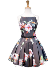 Floral Strapless Short Homecoming Dresses