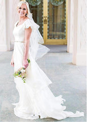 Silk-like Chiffon Asymmetrical Beadings Wedding Dress