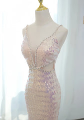 Pink Sequin Trumpet Mermaid Cut Out Prom Dress