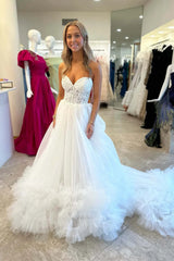 Sweetheart Red A Line  Appliques Tulle Prom Dress