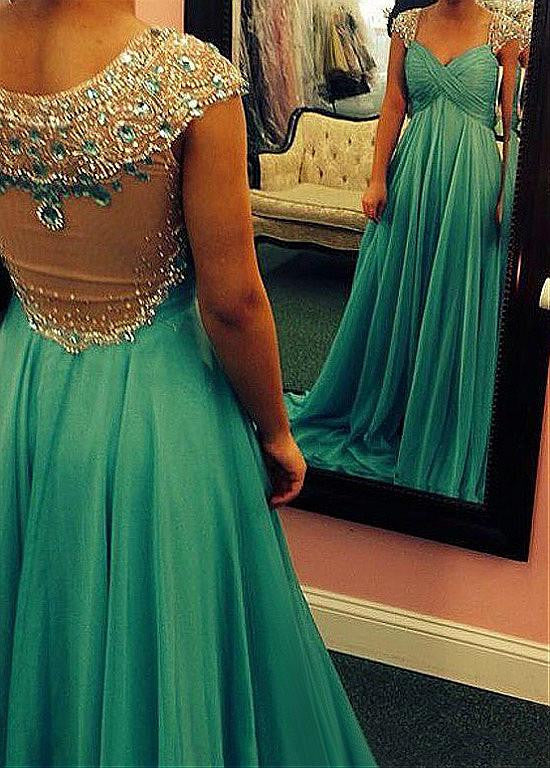 A-Line Prom Dresses With Beads & Rhinestones