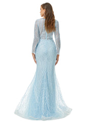 Mint V Neck Trumpet Mermaid Beading Bling Bling Prom Formal Dress