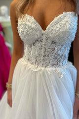 Sweetheart Red A Line  Appliques Tulle Prom Dress