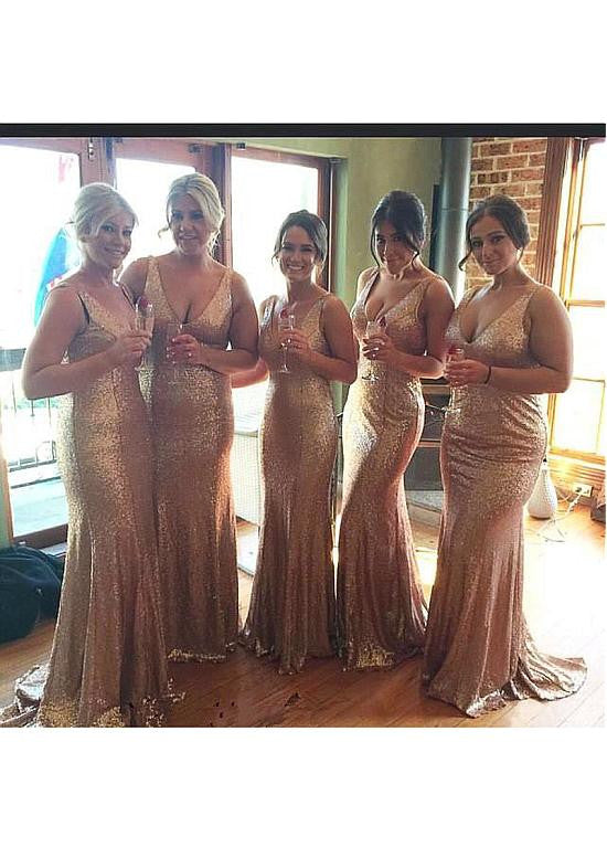 Shinning Sequin Lace  Mermaid Bridesmaid Dress