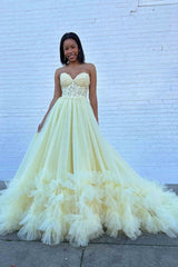 Sweetheart Red A Line  Appliques Tulle Prom Dress