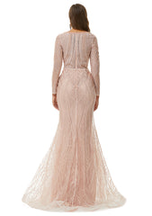 Champagne V Neck Trumpet Mermaid Beading Bling Bling Prom Formal Dress