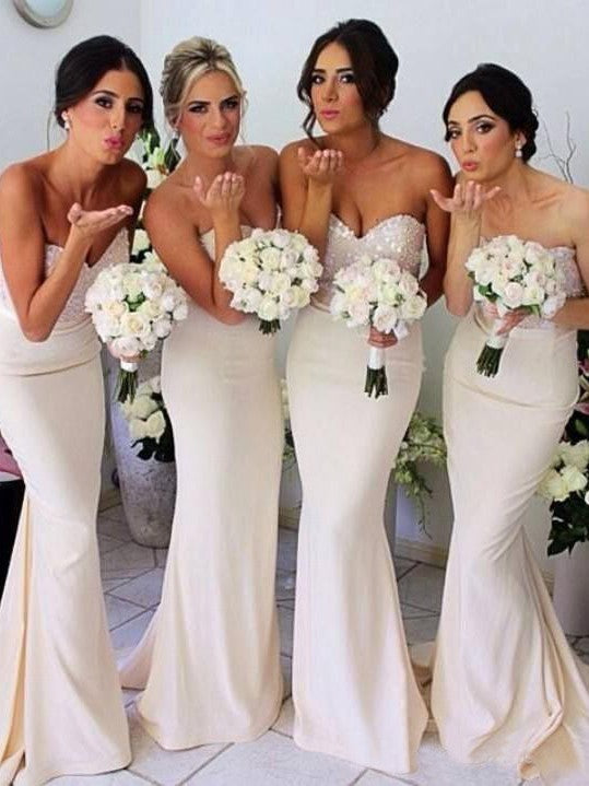 Mermaid Sweetheart Beading Satin Bridesmaid Dress