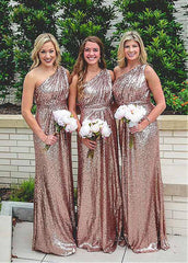Sequin One-shoulder  Bridesmaid Dresses