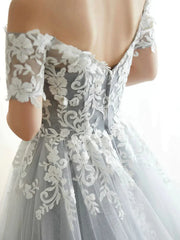 Off The Shoulder Appliques Gary Short Sleeves Prom Dress