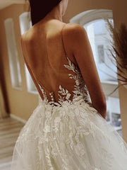 Applique Scoop Princess Tulle  Wedding Dress