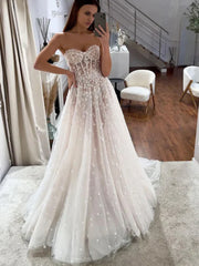 Sweetheart Light Champagne 3D Flowers Prom Dress