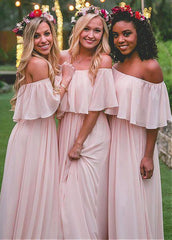 Attractive Chiffon Off-the-shoulder Bridesmaid Dress