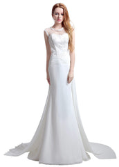 Illusion Wedding Dresses With Lace Appliques