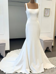 Spandex Straps Sweep Train Trumpet Mermaid Wedding Dress