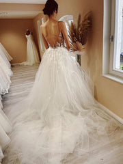 Applique Scoop Princess Tulle  Wedding Dress