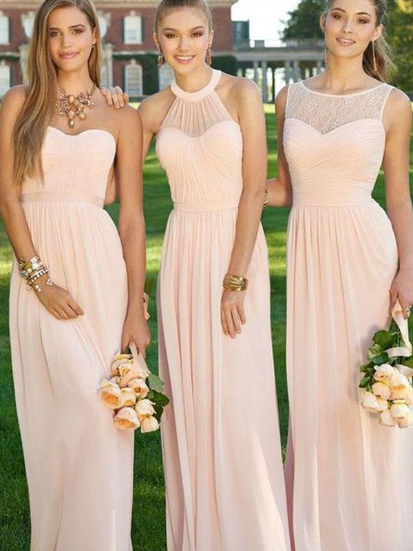 Princess Sleeveless Ruched Chiffon Bridesmaid Dress