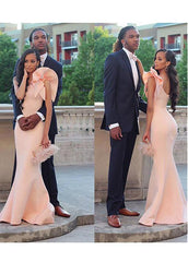 Unique Satin One Shoulder Mermaid Formal Dress