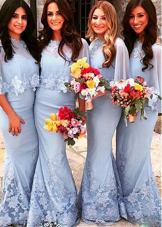 Marvelous Chiffon Jewel Mermaid Bridesmaid Dresses