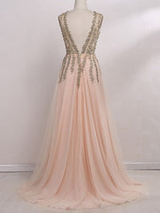 Princess V-Neck Beading Tulle  Prom Dress
