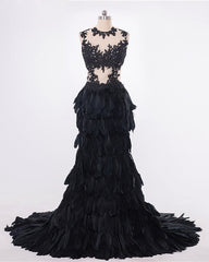 Feather Ruffles Organza Mermaid Prom Dress