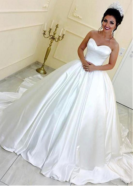 Satin Sweetheart Ball Gown Wedding Dress With Belt
