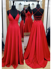 A-Line Prom Dresses Empire Dress Formal Court Train Sleeveless V Neck Charmeuse Backless with Pleats Slit