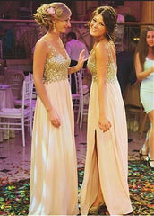 V-neck Neckline Bridesmaid Dresses With Beadings