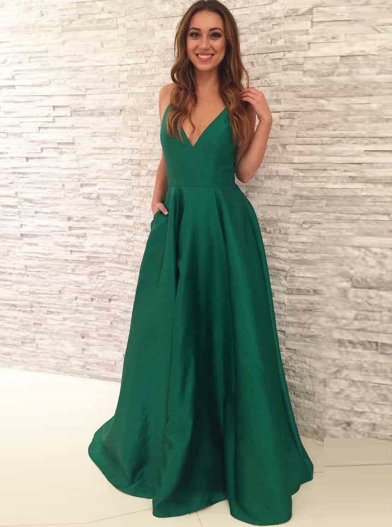 Hunter Satin Prom Dress with Pockets