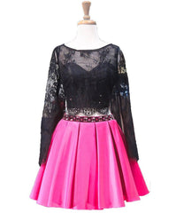 Long Sleeve Floral Short Homecoming Dresses