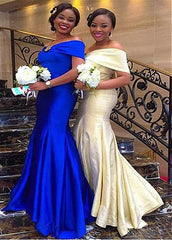 Attractive Satin Mermaid Bridesmaid Dresses With Rhinestones