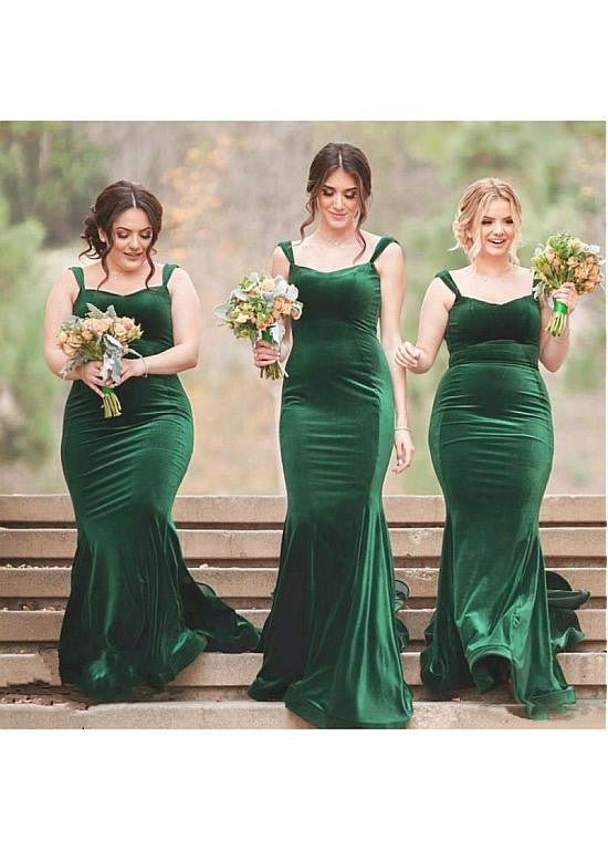 Charming Fleece V-neck Neckline Floor-length Mermaid Bridesmaid Dress
