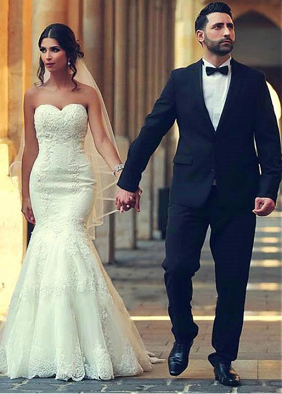 Beading Sweetheart Long Mermaid Wedding Dress