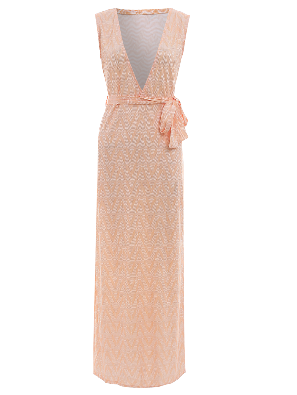 Sequin Zig Zag Print Plunging Neck Sleeveless Maxi Dress