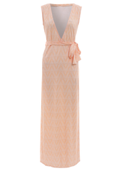 Sequin Zig Zag Print Plunging Neck Sleeveless Maxi Dress
