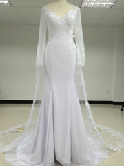 lace long sleeves open back mermaid wedding dresses 2022