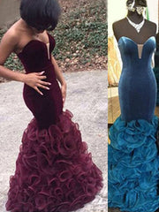 Trumpet Mermaid Sweetheart Satin Ruffles Prom Dress